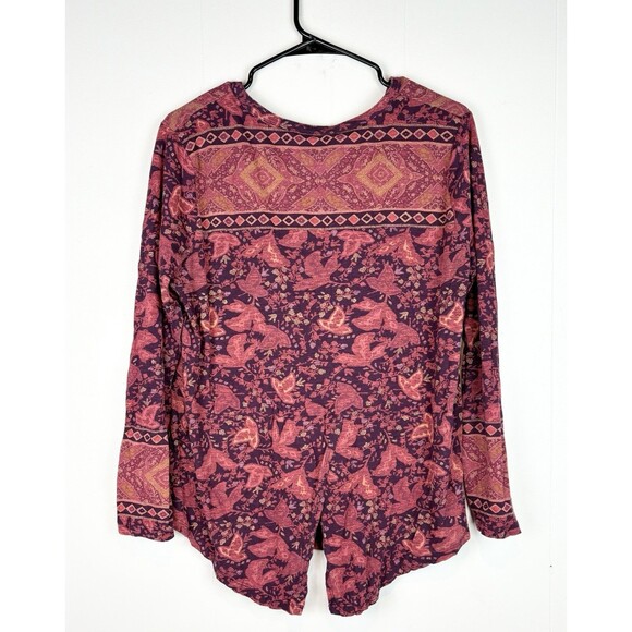Lucky Brand Peasant Top Boho Bohemian Folk Flowy Western Open Back Size Large - Picture 5 of 10